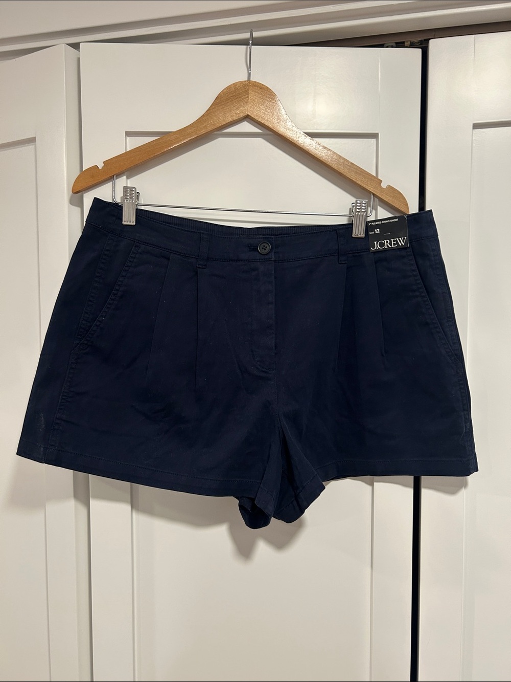 J. Crew Dark Navy Pleated Chino 3” Shorts